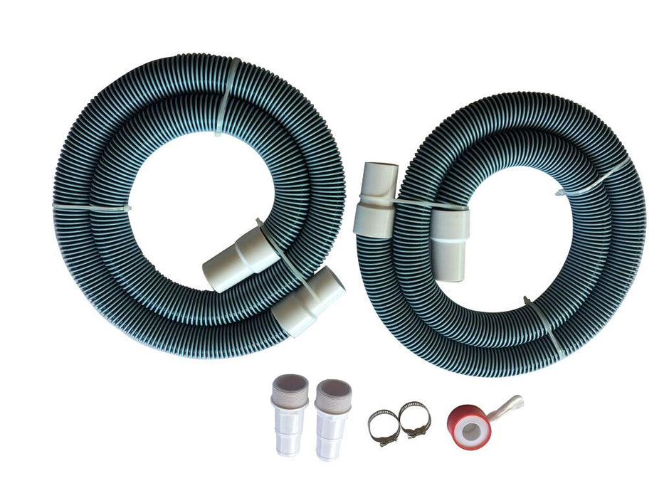 FibroPool Professional Pool Filter Hose Replacement Kit – 1.5" 6 Foot Hose 2 Pack with Reinforced Cuffs, Adapters, Clamps & PTFE Tape – Durable, Leak-Resistant, Universal Compatibility