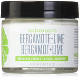 SCHMIDT'S Natural Deodorant - Bergamot and Lime, 2 ounces. Jar for Women and Men