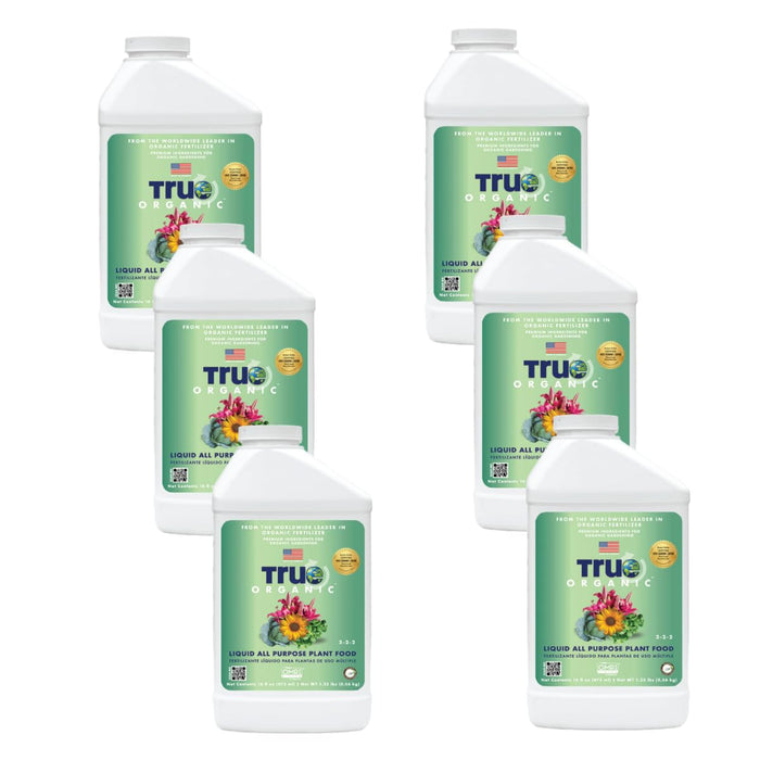 True Organic Liquid All Purpose Plant Food – Organic Fertilizer for Fruits, Flowers, Vegetables, Herbs & Foliage – Indoor & Outdoor Use – 32 fl. oz. – Covers 60 sq. ft.- Case of 6