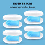 Jasper Dog Toothbrush, 360º Dog Tooth Brushing Kit, Cat Toothbrush, Dog Teeth Cleaning, Dog Finger Toothbrush, Dog Tooth Brush for Small & Large Pets, Dog Toothpaste Not Included - Blue 4-Pack