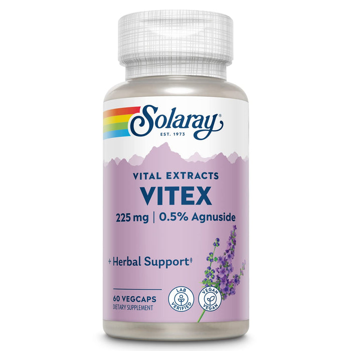 SOLARAY Vitex Berry Extract 225 mg - Chasteberry Supplement for Women - Traditional Hormone Balance Support - Chaste Tree Berry - Vegan, Lab Verified - 60 Servings, 60 VegCaps