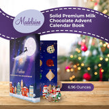 The Madelaine Chocolate Company Solid Premium Milk Chocolate Advent Calendar Book - 24 Assorted Premium Milk Chocolate Holiday-Themed Treats