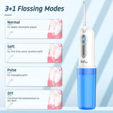 Water Dental Flosser Cordless for Teeth: Portable Oral Irrigator Rechargeable Collapsible Travel Teeth Cleaner with Case, 4 Modes with DIY, 5 Jet Tips, IPX7 Waterproof for Teeth Cleaning