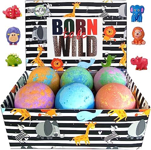 Bath Bombs for Kids with Toys Inside - Organic Bath Fizzies with Surprise Inside. All Natural, Gentle, and Kids Safe, Rainbow Spa Bath Fizz Balls, Valentines Day Gifts for Kids, Boys, Toddlers, Baby
