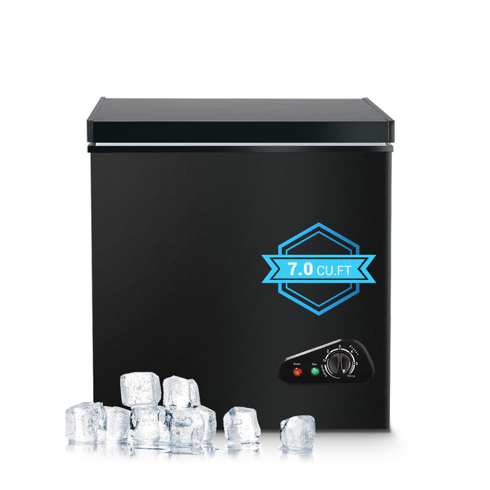 Chest Freezer 7.0 Cu.Ft Compact Chest Freezers with 7 Adjustable Thermostat Top Open Door Freezer Compressor Cooling with Removable Storage Basket for Home Bar Dorm