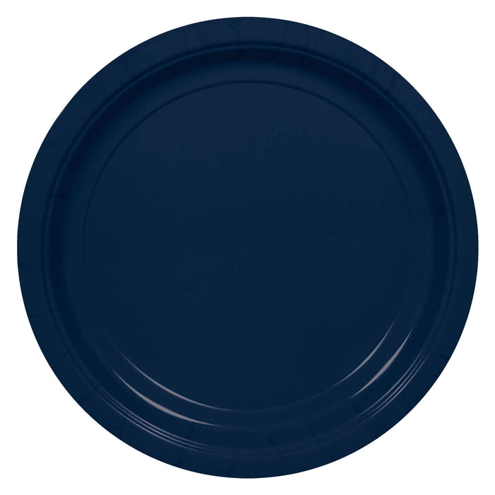 True Navy Round Paper Plates - 6.75" (50 Pc) - Sturdy & Eco-Friendly Party Essentials - Perfect for Celebrations & Events