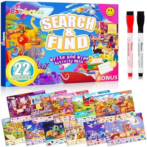 Preschool Learning Activities Books for Kids, Search and Find Books for Ages 3-8 Years Old, Travel Toys for Toddlers, Road Trip Activities, Birthday Gifts for Boys Girls