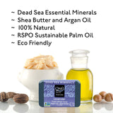 One With Nature Dead Sea Mineral Lavender Soap Bars 3Pack 7Oz - Dead Sea Salt Contains Magnesium, Sulfur & 21 Essential Minerals - Ideal for All Skin - Shea Butter, Argan Oil Enriches, Natural Frag.