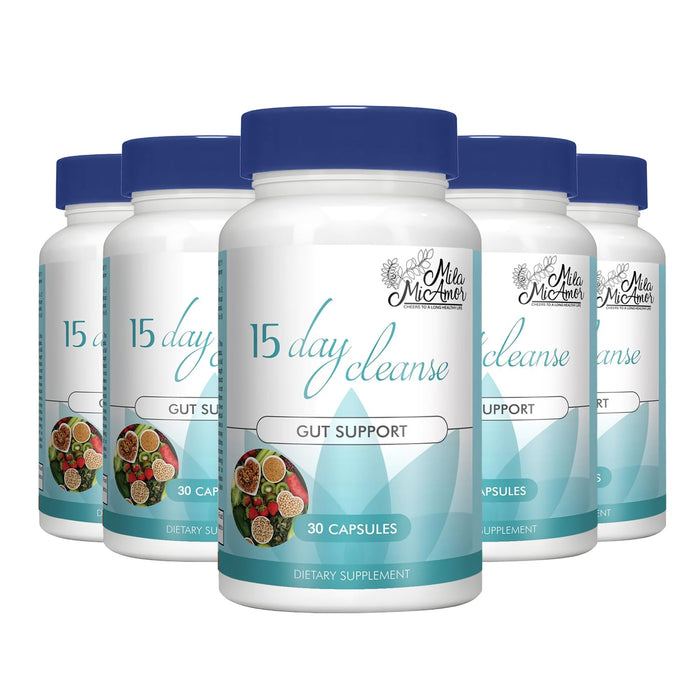 15 Day Gut Cleanse - Gut and Colon Support,15 Day Cleanse - Detox Cleanse with Senna, Psyllium Husk (5 Pack)