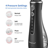 Sawgmore Cordless Water Flosser for Teeth, Portable Water Teeth Cleaner Picks with 4 DIY Cleaning Modes 4 Jet Tips, USB Rechargeable IPX7 Waterproof Dental Oral Irrigator for Travel and Home Black