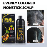 COSMTEK MEIDU Black Hair Dye Shampoo for Gray Hair, Semi-Permanent Hair Color Shampoo for Women and Men, Herbal and Ammonia Free, 3 in 1-100% Grey Coverage(17.6 Fl oz)