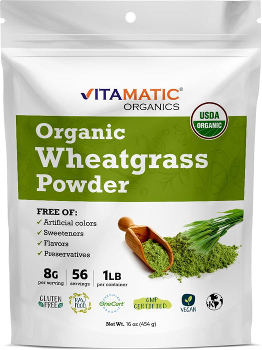 Vitamatic Certified USDA Organic Wheatgrass Powder 1 Pound (16 Ounce)