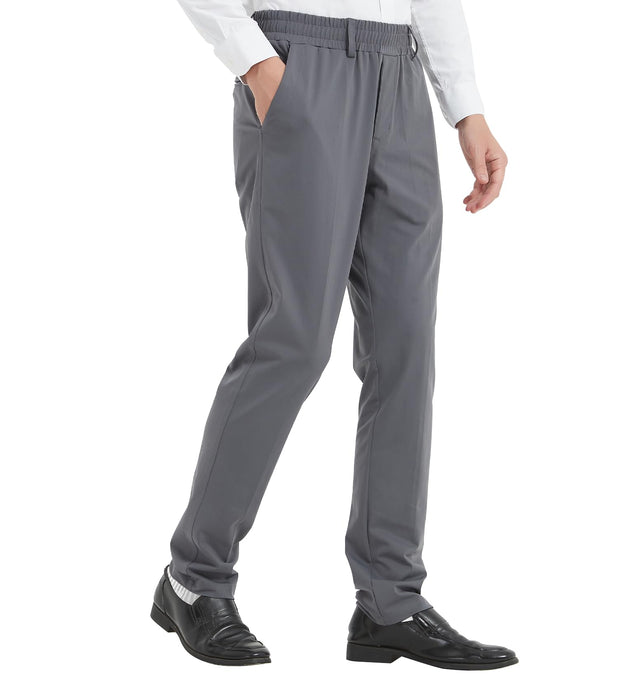 LETAOTAO Mens Elastic Waist Pants for Seniors High Stretch Expandable Waist Slaks for Elderly with Magnet Button (Light Grey 36W x 28L)