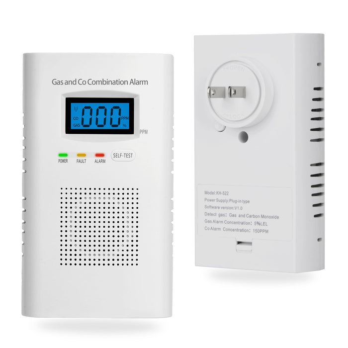 Plug in Combination Gas & Carbon Monoxide Detectors - Natural Gas Detectors & Carbon Monoxide Alarm for Home, Co Detector & Gas Detectors with Digital Display,Holds 9V Battery (not Included)