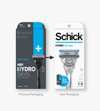 Schick, Hydro Dry Skin Men's 5-Blade Razor Handle + 2 Refill Razor Blades Kit, 1 Count