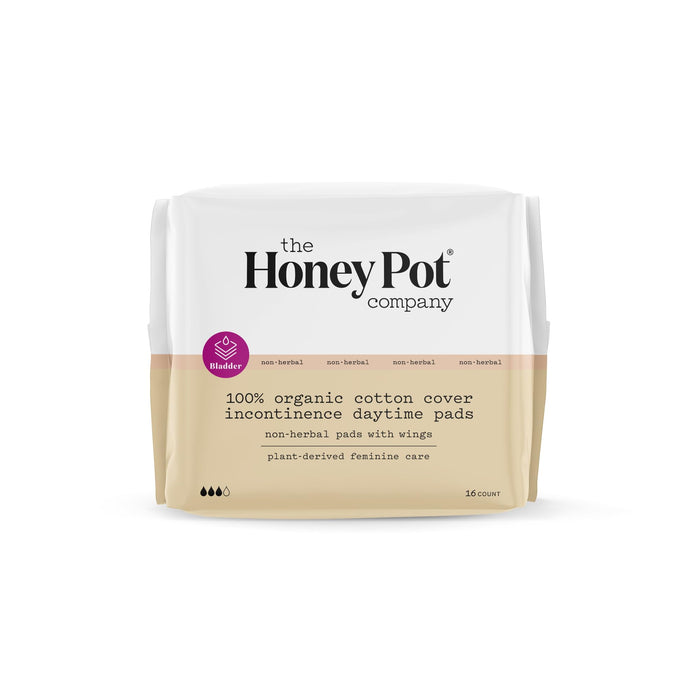 The Honey Pot Company - Incontinence Pads for Women - Daytime Non-Herbal - Bladder Leak Control - Organic Cotton Cover & Ultra-Absorbent Pulp Core - Incontinence Pads - FSA & HSA Eligible – 16 ct.