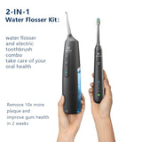 HUACO CARE Complete PRO Dental Set - Cordless Water Flosser & Electric Toothbrush Combo - Brush & Floss - Whiter Teeth & Healthier Gums - Great for Braces