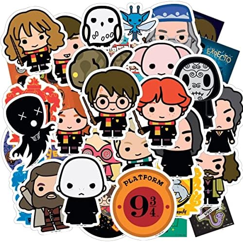 Harry Potter Vinyl Sticker Pack, 50 Piece Set - Large Decals for Water Bottle, Laptop, Phone - Officially Licensed - Book & Movie Easter Basket Stuffer Gift for Kids, Girls, Boys, Teens