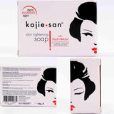 Kojie San Skin Brightening Soap - Original Kojic Acid Soap that Reduces Dark Spots, Hyperpigmentation, & Scars with Coconut & Tea Tree Oil - 135g x 3 Bars