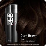 BOLDIFY Hair Fibers (56g) Fill In Fine and Thinning Hair for an Instantly Thicker & Fuller Look - Best Value & Superior Formula -14 Shades for Women & Men - DARK BROWN