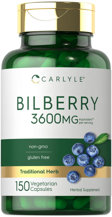 CARLYLE Bilberry Extract Capsules 3600mg | 150 Count | Vegetarian, Non-GMO