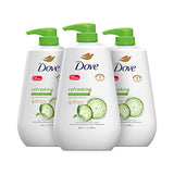 Dove Body Wash with Pump Refreshing Cucumber and Green Tea Refreshes Skin Cleanser That Effectively Washes Away Bacteria While Nourishing Your Skin 30.6 Fl oz(Pack of 3)