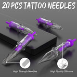 Wormhole Tattoo Pen Kit - Rotary Tattoo Machine Pen for Beginners 20pcs Tattoo Cartridges Needles 10 Tattoo Ink Professional Complete Tattoo Kit TK001