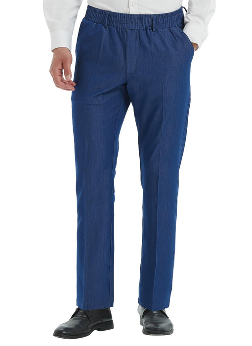 LETAOTAO Mens Elastic Waist Jeans Pants for Seniors Adaptive Mens Pants for Elderly with Zipper Fly (Medium Blue Denim,36W x 30L)