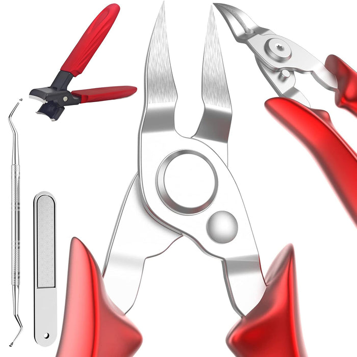 XIORRY Ingrown Toenail Clippers (Upgrade), Steel Nail Clippers for Professional Podiatrist, Unique Long Handle Curved Blade Tool for Thick & Ingrown Nails, Suitable for Men, Women and Elderly (red)