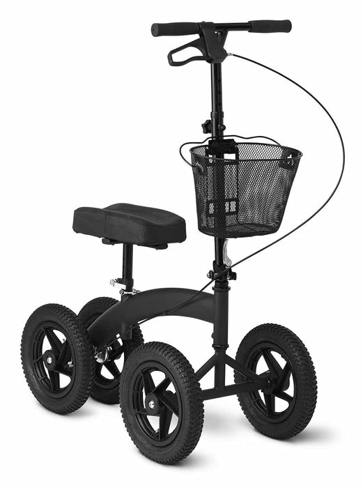 Medline All-Terrain Knee Walker, Alternative to Crutches, Hand Brakes, Basket, Brakes, 12-Inch Wheels, Light Weight