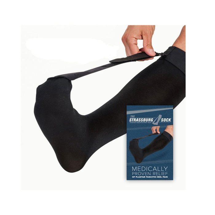 Strassburg Sock Black Large, Measure Calf at fullest part, 16"-21" choose large size.