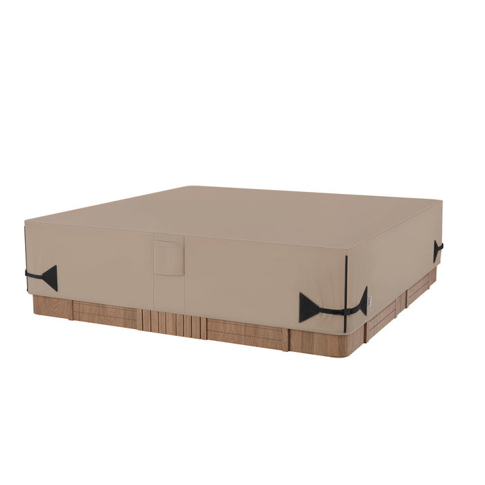 iBirdie Outdoor Waterproof Hot Tub Cover 83 x 83 inch fit 82 x 82 or 81 x 81 or 80 x 80 Square SPA 600D Heavy Duty Weatherproof Cover Protectors Protective Cap, Brown