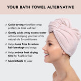 Kitsch Microfiber Hair Towel Wrap for Women - Quick Dry Towel | Microfiber Towel for Hair | Hair Drying Towel Wrap for Long Hair | Hair Towels for Women | Hair Turban Towel for Wet Hair (Pink)