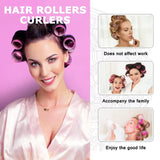 Self grip hair roller set 36 pcs,Heatless hair curlers,Hair rollers with hair roller clips and comb,Salon hairdressing curlers,DIY Hair Styles, Sungenol 3 Sizes Rose red Hair Rollers in 1 set