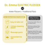 Dr. Emma Electric Vibration Flosser, Power Flosser for Adults, Gum Stimulator, Teeth Cleaner, Reusable Flossing Tool with Toothbrush, Water Flosser Alternative, Yellow