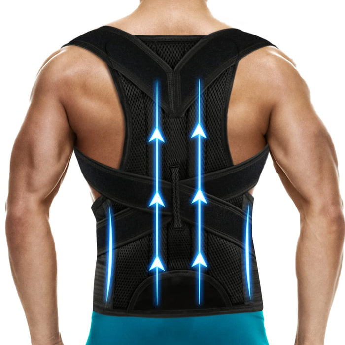 ABACKH Back Brace Posture Corrector for Women and Men - Adjustable Posture Back Brace for Upper and Lower Back Pain Relief - Improve Back Posture and Lumbar Support,Large(Waist:32-36 Inches)