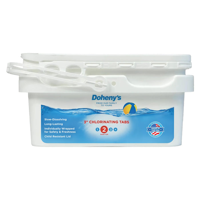 Doheny’s 3-Inch Stabilized Chlorine Tablets | 99% Pure Tri-Chlor, 90% Available Chlorine | Long-Lasting, UV-Protected, Slow-Dissolving Pool Sanitizer | Individually Wrapped, Childproof 5lb Bucket