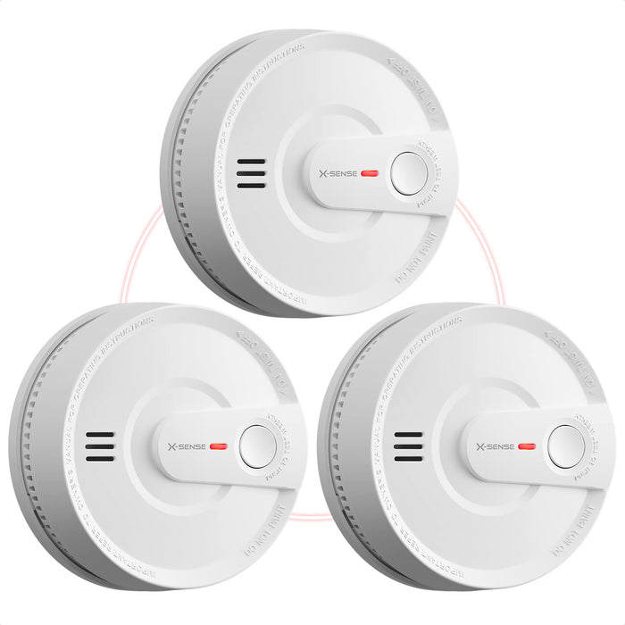 X-Sense Smoke Detector, Wireless Interconnected Smoke Alarm with 10-Year Battery Life, Wireless Smoke Detector, SD20-W, Pack of 3