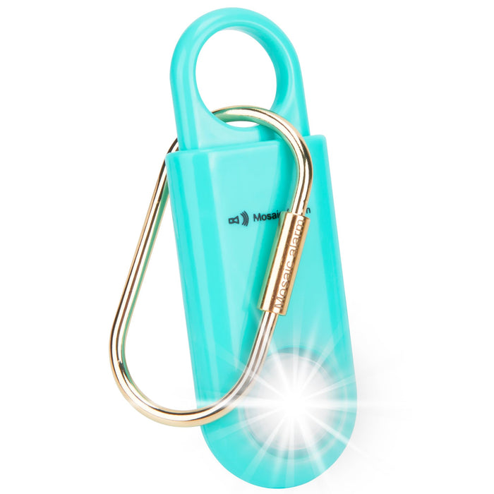 130dB Personal Safety Alarm Strobe Light. Loud Sound SOS Emergency Alerts with Carabiner. Self Defense Keychain Siren for Women, Elderly, Children, Night Runners, Hiking. Bear Alarm Deterrent. Aqua