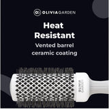 OLIVIA GARDEN Expert Blowout Shine - White & Grey - 45 - Ceramic Coated Round Brush for Smooth Blowout, Frizz-Free Hair & Radiant Shine