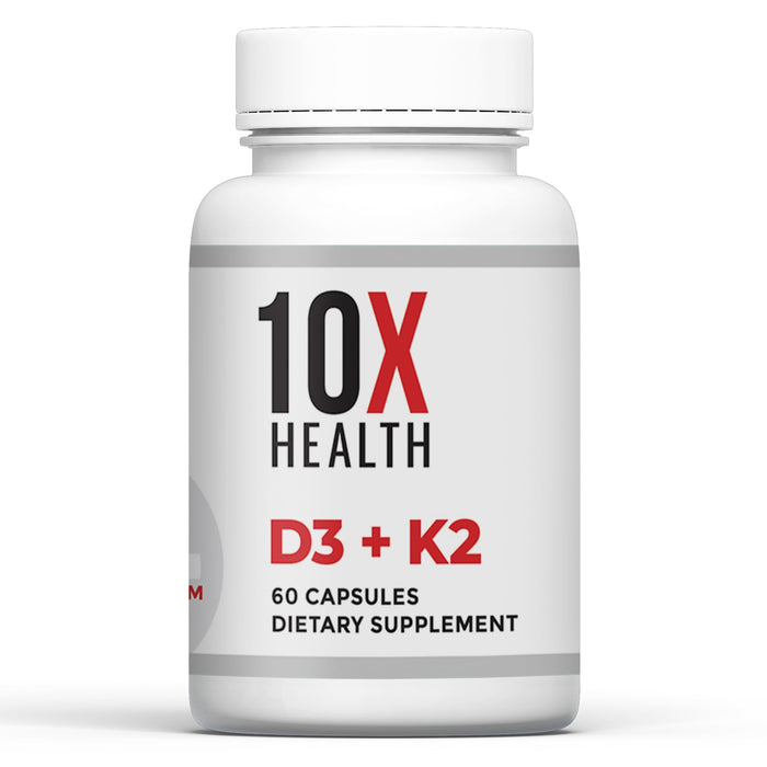 10X Health D3 & K2 Supplement - Essential Vitamins for Daily Wellness - 60 Capsules