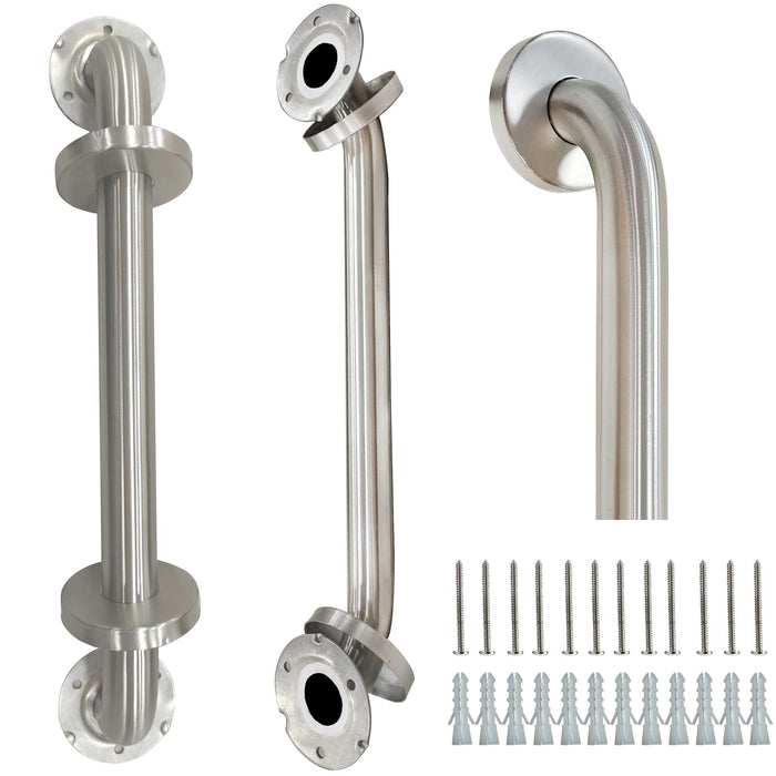 16 Inch Shower Grab Bar Polished Chrome SUS304 Safety Bathroom Grab Bars with Concealed Screws 500lbs Support Assist Bath Handle Balance Bar for Handicap Elderly Pregnant Women