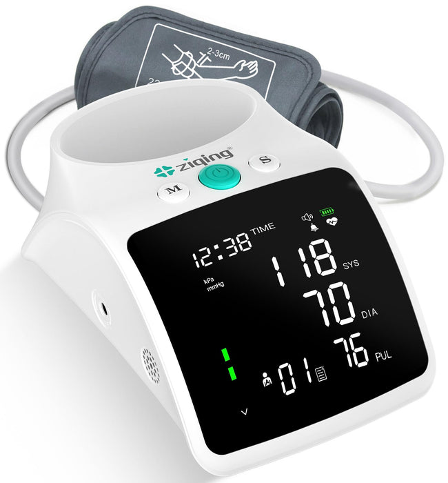 Blood Pressure Monitor, Rechargeable High Blood Pressure Cuff Upper Arm with Large Cuff XL, LED Backlit Screen & 2 * 99 Sets of Memory - Talking Bp Machine with Carrying Case