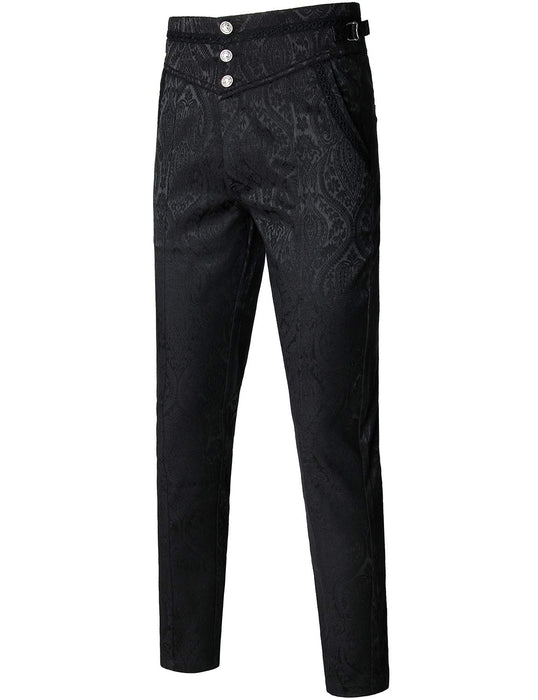 VATPAVE Mens Gothic Pants Cosplay Costume Steampunk Victorian Pants L Black