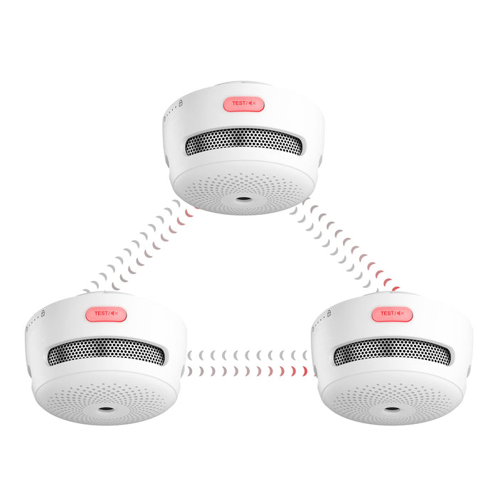 X-Sense Wireless Interconnected Smoke Detector Fire Alarm with Over 820 feet Transmission Range, XS01-WR Link+, Pack of 3