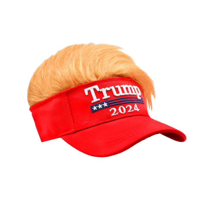 Trump 2024 Hat with Hair, Donald Trump Make America Great Again Wig Hat with Embroidered Logo, Adjustable MAGA Baseball Cap Great Gifts for Trump Fans Men/Women