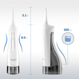 Water Flosser Cordless, Mornwell Water Flossers for Teeth - 300ML Tank and 4 Jet Tips, 3 Modes Portable Dental Oral Irrigator, Braces Care, Rechargeable Waterproof Portable Water Flosser, White