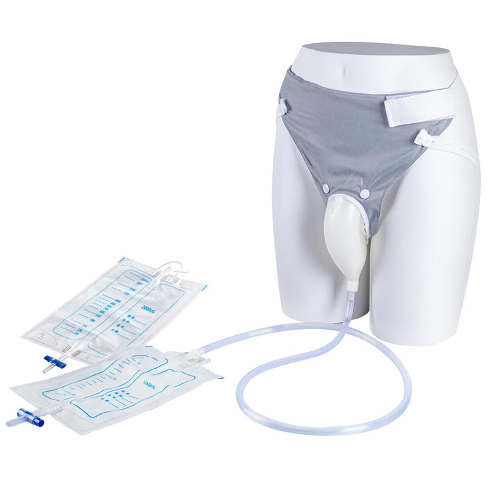 YOOGUSTO Wearable Urinal Bag with Reusable Silicone Urine Catheter Bag (2000ml & 1000ml), Portable External Urine Collector Bag for Elderly Men Grey