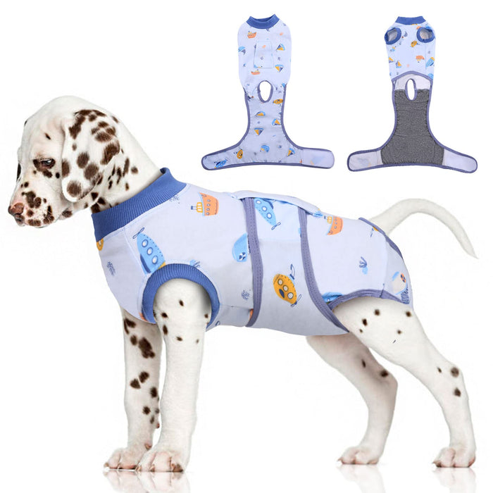 FUAMEY Recovery Suit for Dogs After Surgery,Soft Breathable Dog Bodysuit E-Collar & Cone Alternative Surgical Suit,Male Female Dog Neuter Spay Suits Anti Licking Wounds Onesie Blue Boat S