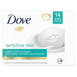 Dove Beauty Bar More Moisturizing Than Bar Soap for Softer Skin, Fragrance-Free, Hypoallergenic Beauty Bar Sensitive Skin With Gentle Cleanser 3.75 oz, 14 Bars